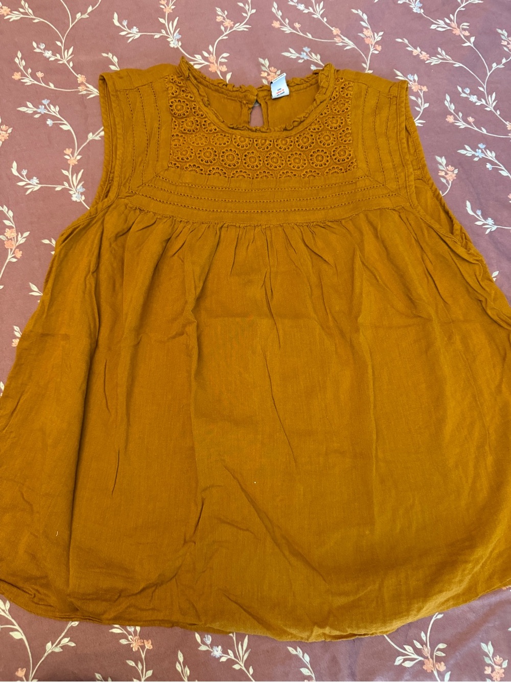 Old Navy Crochet Yoke Sleeveless Top in Mustard